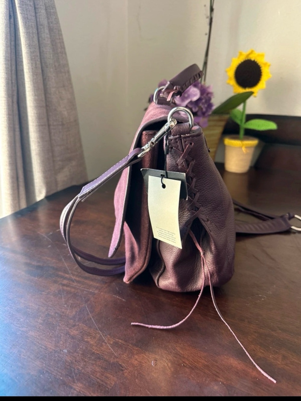 Women's Purple Leather Shoulder Bag - Elegant Everyday Carry
